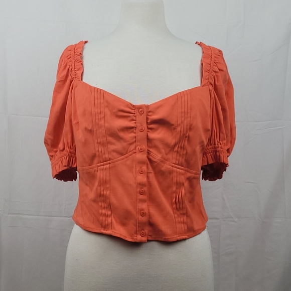 Women's guess crop top size large orange - Picture 1 of 5